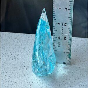 Handcrafted Blue & Clear Glass Fish Figurine Paperweight 5.5" Tall Decorative